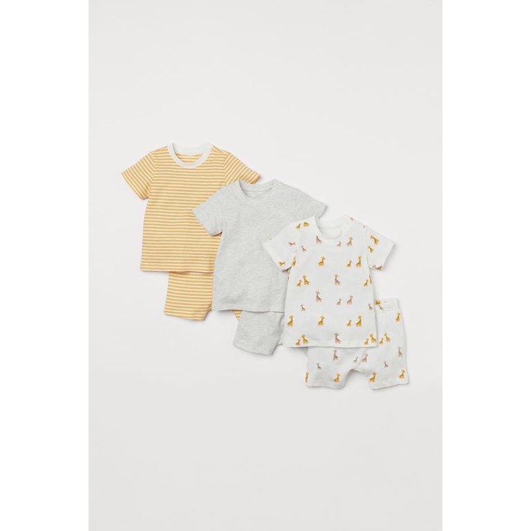 Bộ Cộc Tay Bé Trai - Set 3 Bộ Cộc Tay Cotton HM Cho Bé Trai, Size 1 - 6 Tuổi