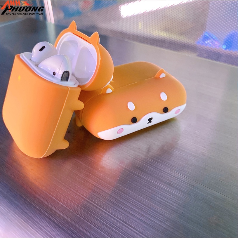 Case Ốp Airpod 2/3/1/Pro, hình Chú Chó SHIBA với vỏ bọc Silicon cao cấp - Phụ kiện Anh Phương