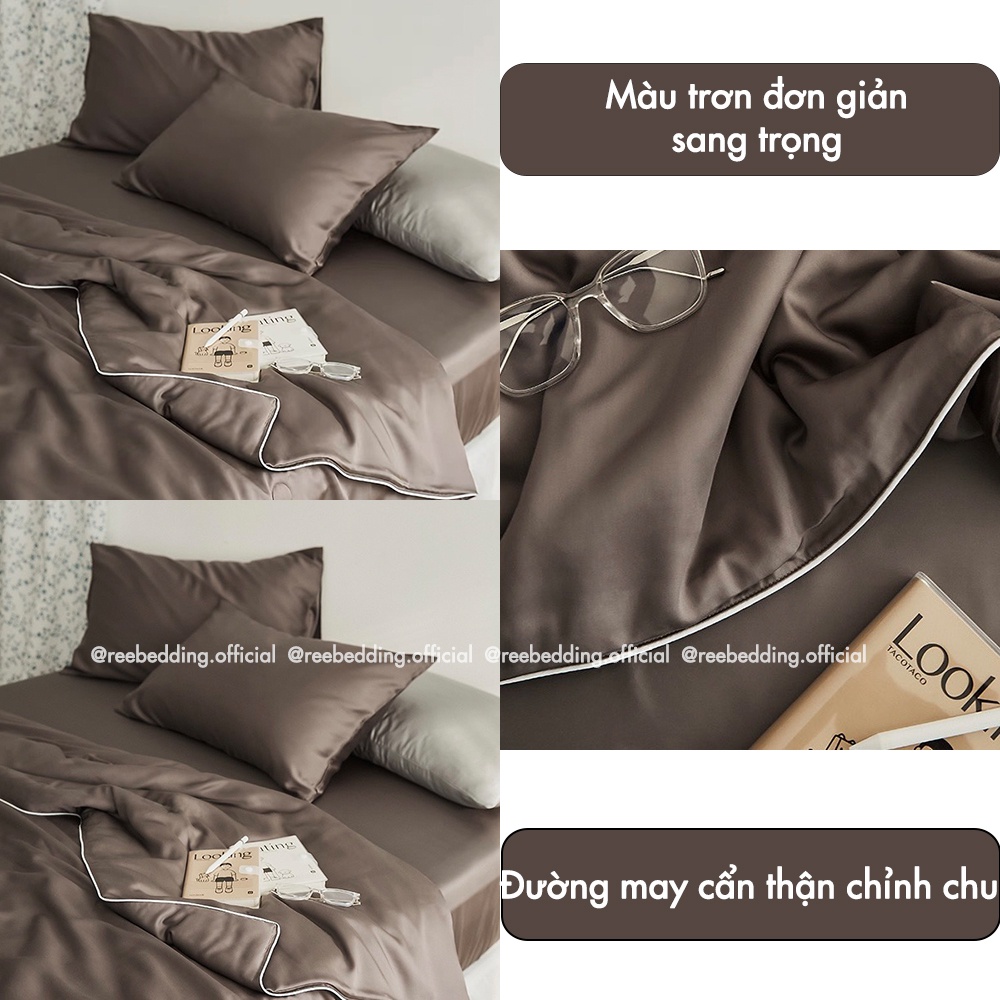 Bộ chăn ga gối Lụa chần bông Tencel 60s mát mềm REE Bedding đủ size giường nệm LTC174