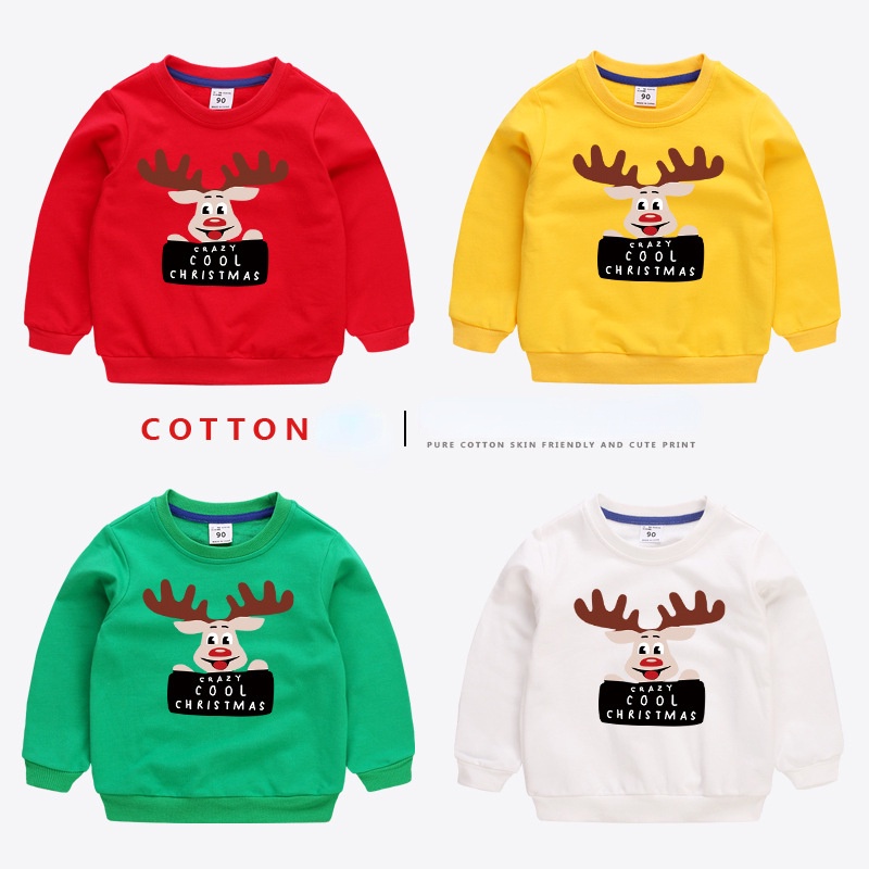 Áo thun Soffny từ cotton họa tiết hoạt hình giáng sinh thời trang mùa hè cho trẻ
