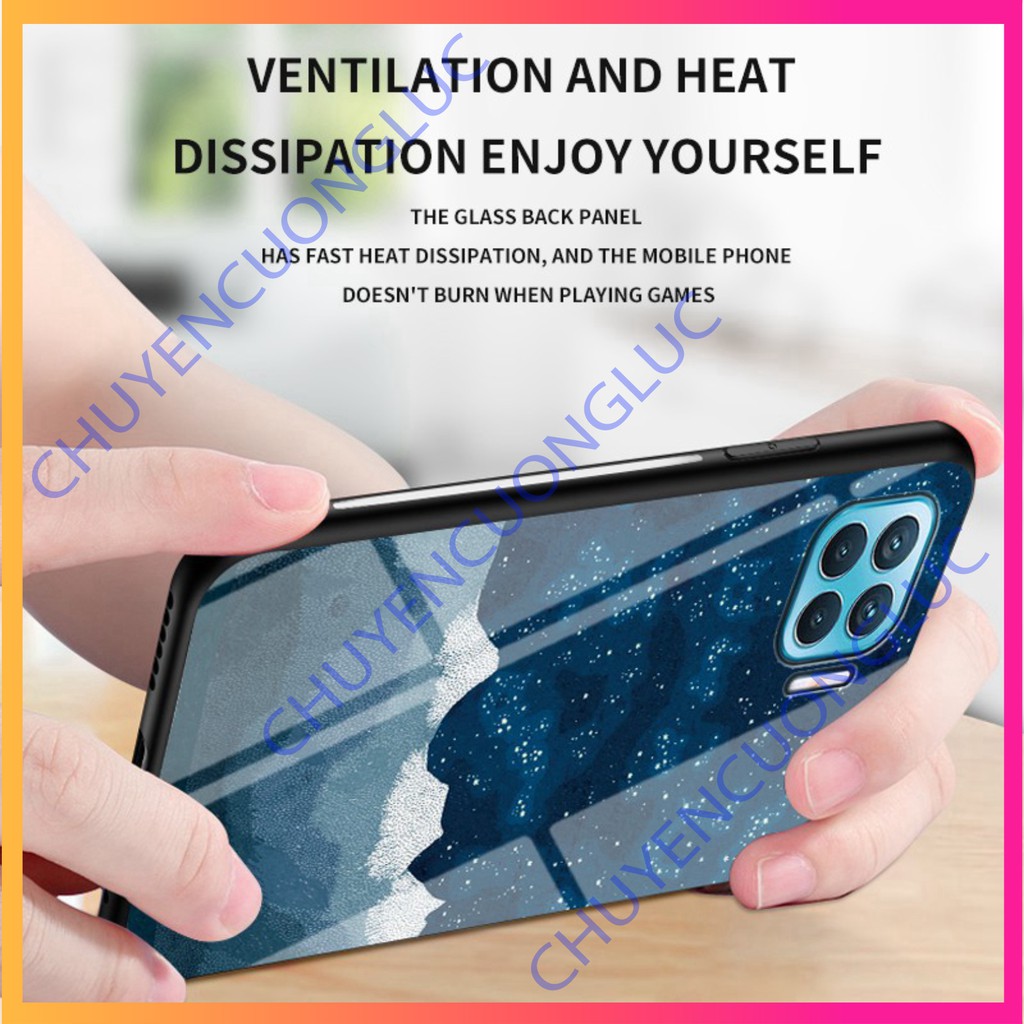 [HOT] Ốp lưng Oppo Reno 4f A93 Kính Cường Lực Màu Gradient Chống Trầy Xước Chống Sốc