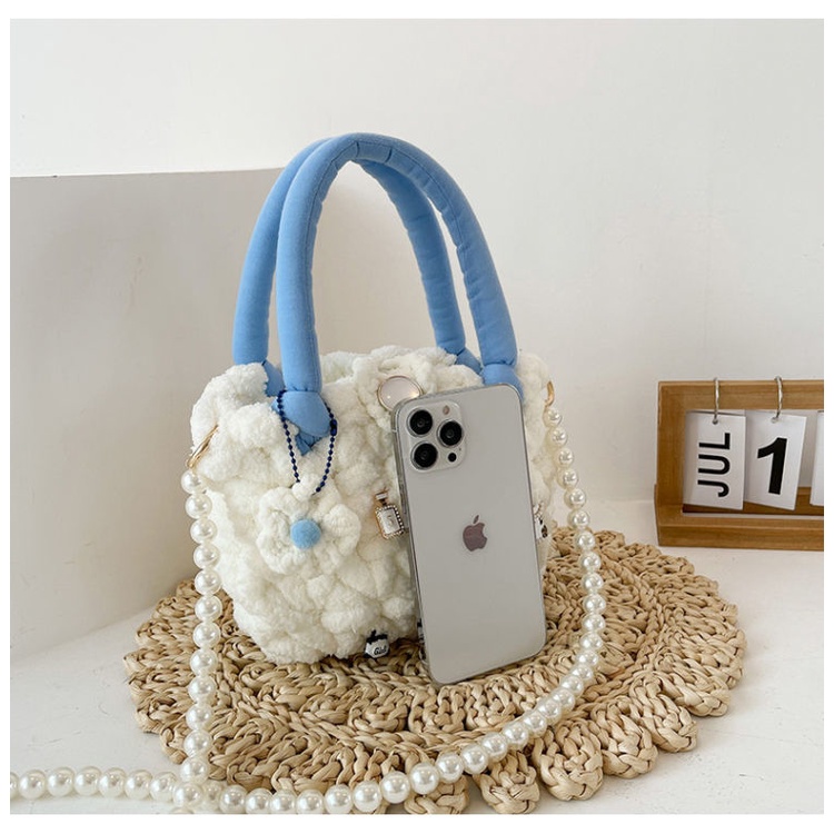 Túi Handmade,Túi DIY Len Tự Đan Đám Mây Quai Bông Mềm Mịn