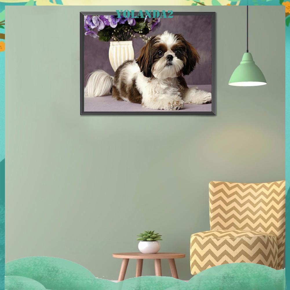 Tranh Đính Đá Kim Cương Toàn Bộ 5D DIY Hình Vẽ Chó Con