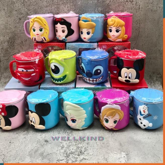 DISNEY Cốc Uống Nước Bằng Thép Không Gỉ In Hình Nhân Vật Hoạt Hình 3d