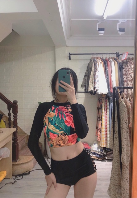 Bikini hai mảnh đẹp họa tiết hoa dài tay- 2 kiểu ( Ảnh chụp thật 100%) | BigBuy360 - bigbuy360.vn