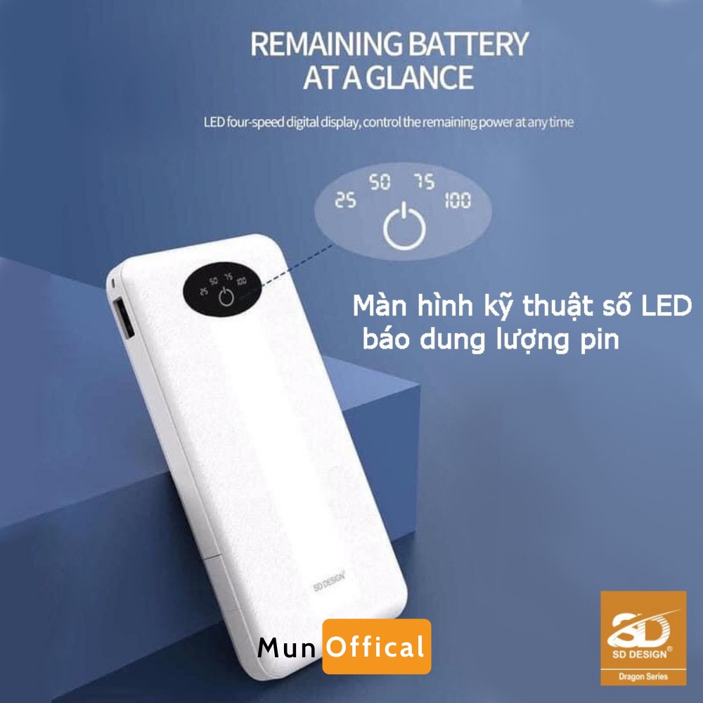 [Mã 155ELSALE giảm 7% đơn 300K] ⚡Sạc dự phòng chính hãng SD 10000mAh hỗ trợ sạc nhanh QC 2.0 Bảo hành 18 Tháng