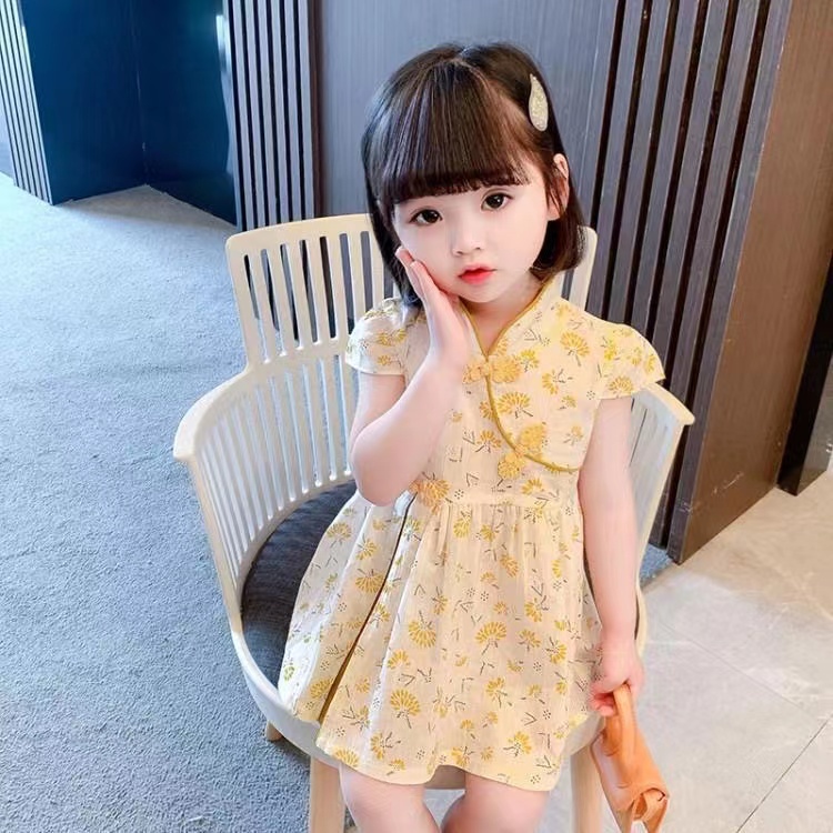 Đầm Sườn Xám Phong Cách Trung Hoa Thời Trang Mùa Hè Năm Mới Cho Bé Gái
