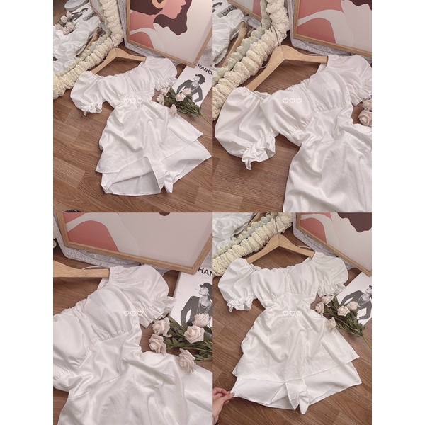 SET ÁO TAY BÚP+ SHORT TRẮNG