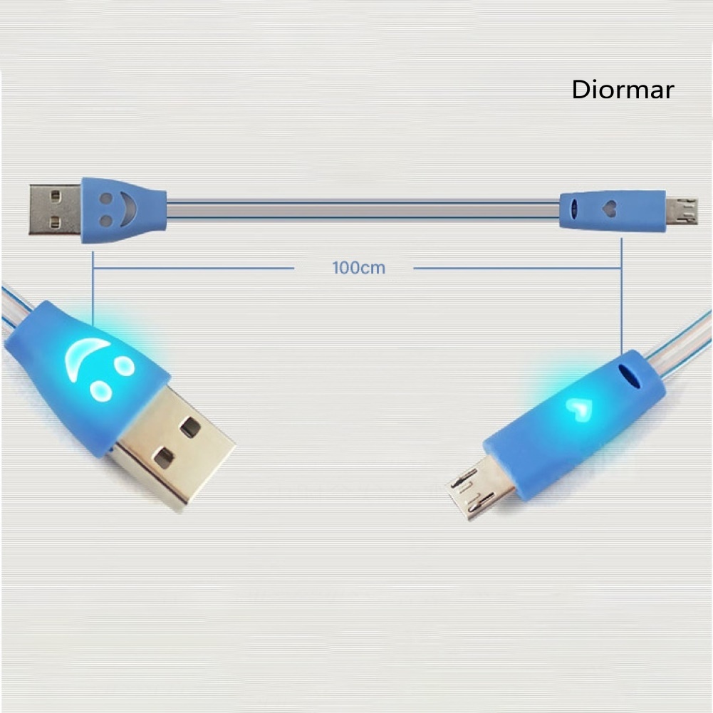 Dây Cáp Sạc Micro Usb 1m Hình Mặt Cười Có Đèn Led Phát Sáng Cho Điện Thoại Android