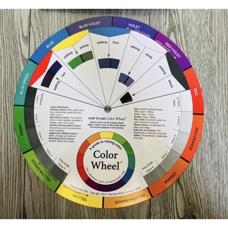 Bánh xe màu sắc/color wheel( có 10 chai màu để làm thí nghiệm)ứng dụng phun xăm, hội hoạ, thiết kế