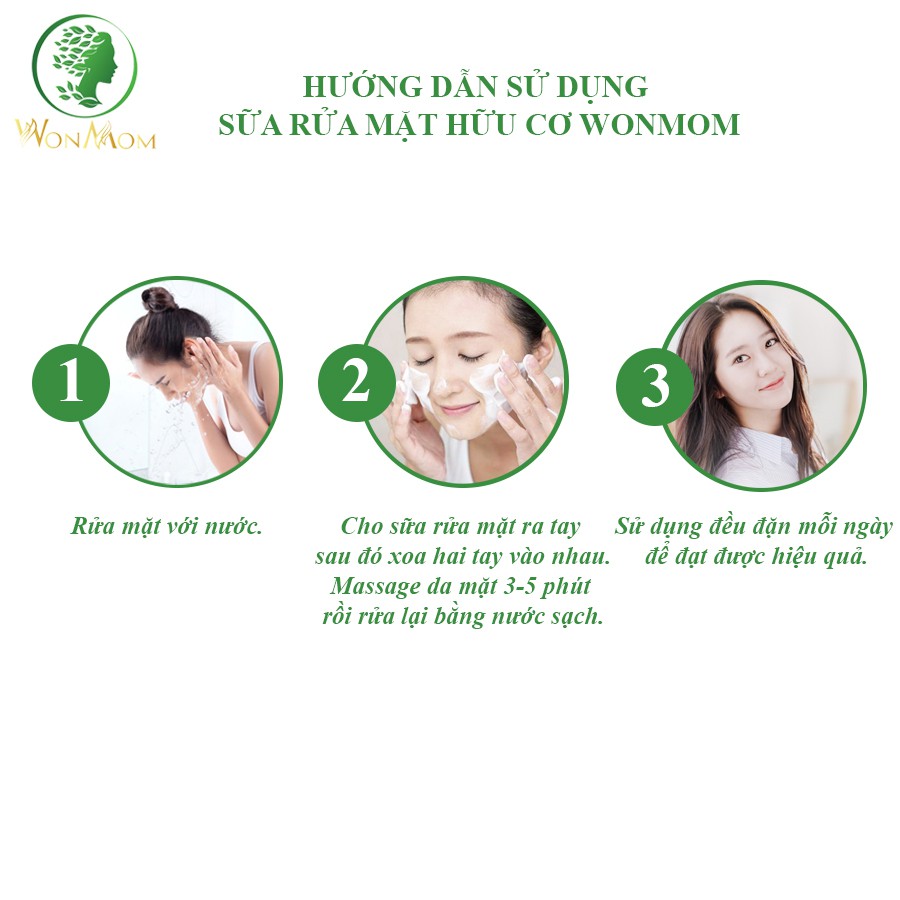 [ Giảm 35K - Đơn 339K ]  Sữa Rửa Mặt Hữu Cơ Ngăn Ngừa Mụn, Sáng Da Wonmom 70g