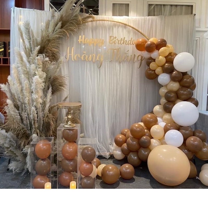 Set 50 bóng tone nâu tây trang trí sinh nhật, party