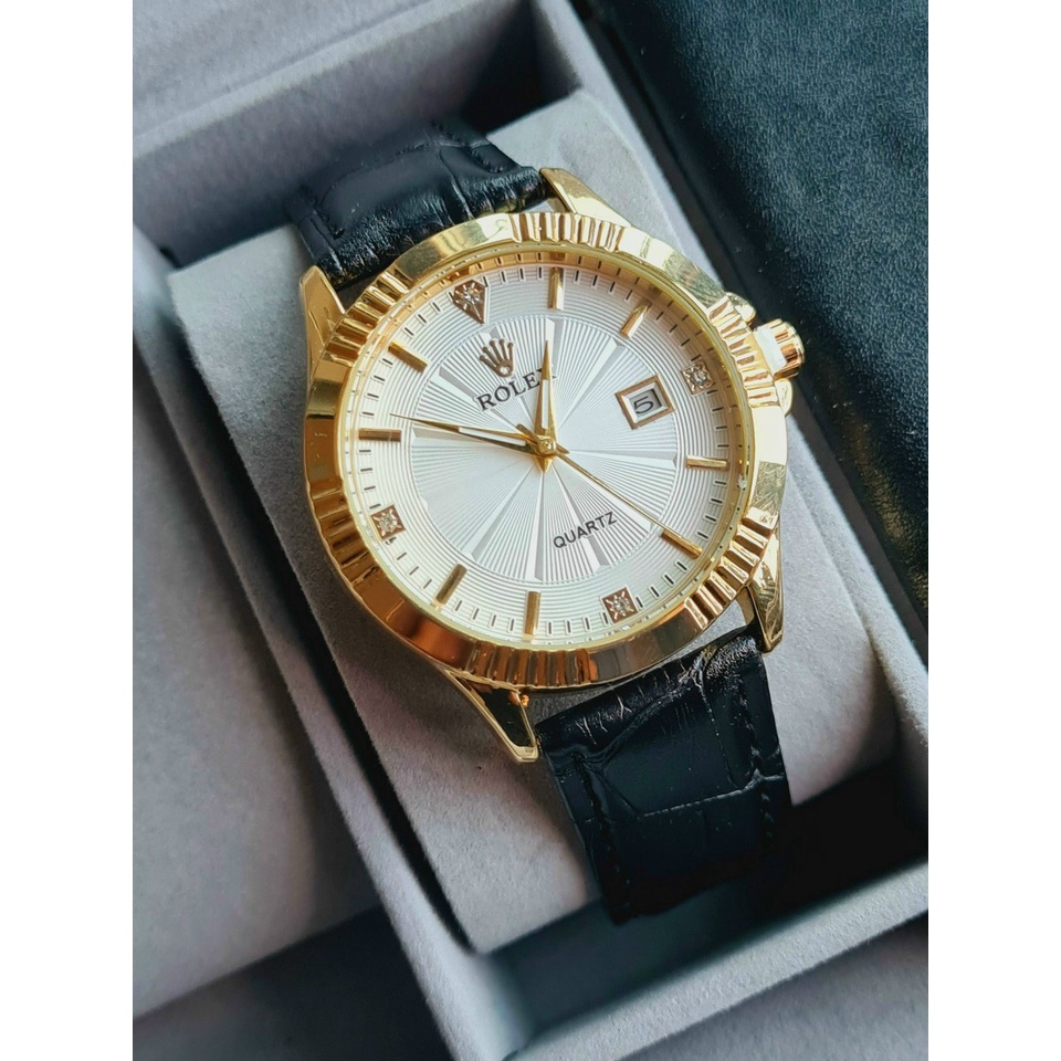 Đồng Hồ Rolex Nam Dây Da Viền Băm Cao Cấp Thời Trang Có Lịch Ngày Giá | BigBuy360 - bigbuy360.vn