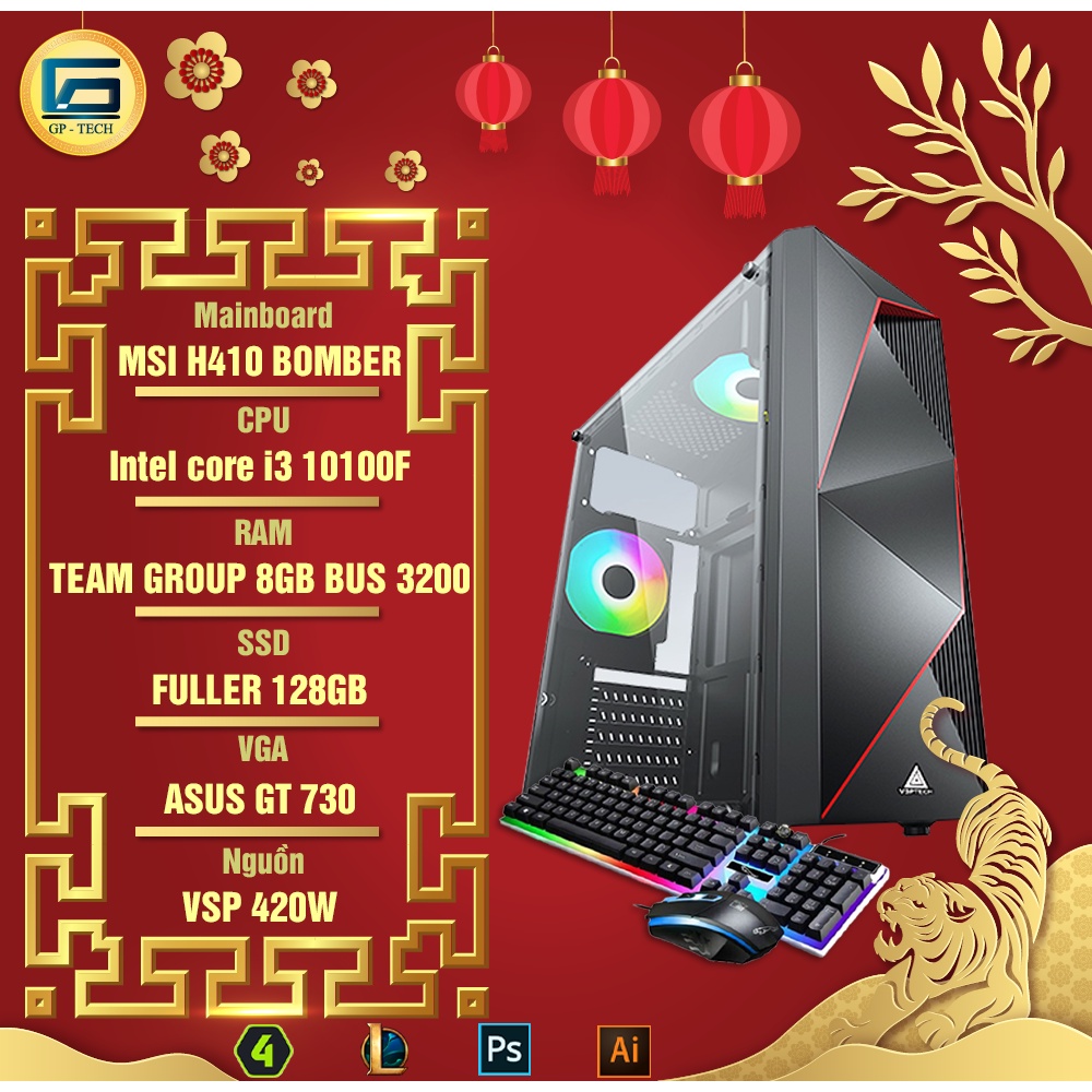 Máy bộ để bàn Core i3 Gen 10, GT730 Asus cày Pubg Mobile, CS:GO, Liên Minh siêu mượt