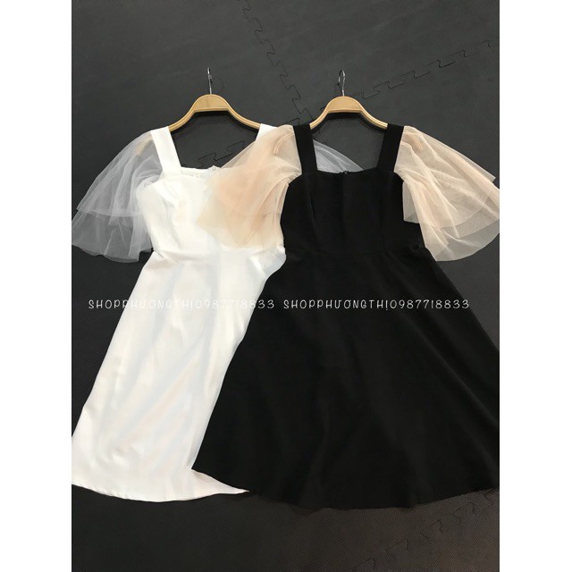 [VIDEO] Váy tiểu thư tay lưới 2 màu trắng đen - đầm thiết kế - đầm dự tiệc siêu xinh  ྇