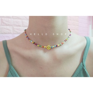Choker dây chuyền hạt nhiều màu mix mặt cười