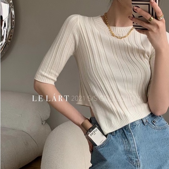 Áo Dệt Kim Tay Ngắn Cổ Tròn Dáng Ôm Phong Cách Thời Trang Hàn Quốc Cho Nữ | BigBuy360 - bigbuy360.vn