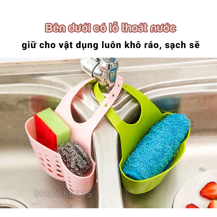 Giỏ/Túi silicon treo bồn rửa bát đựng dụng cụ rửa chén bát loại rẻ