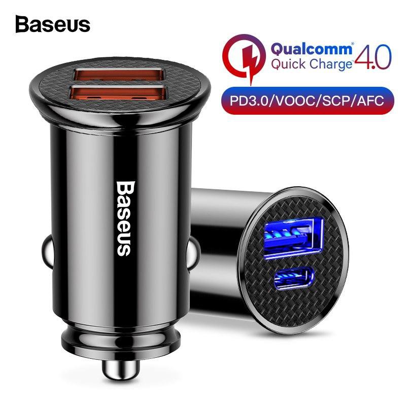 Tẩu Sạc Mini Xe Hơi Ô Tô Baseus C16Q1 Công Suất 30W 1 Cổng USB 1 Cổng PD Tích Hợp QC 3.0, QC 4.0, PD 3.0