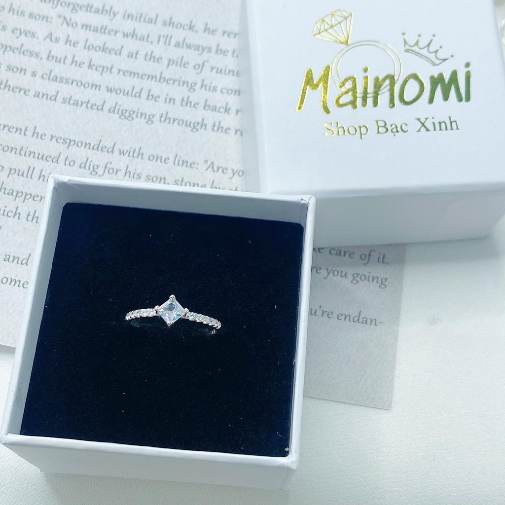 Nhẫn nữ bạc 3 mẫu mini nhà MAINOMI nhỏ nhắn xinh xắn mang vẻ độc đáo khác nhau