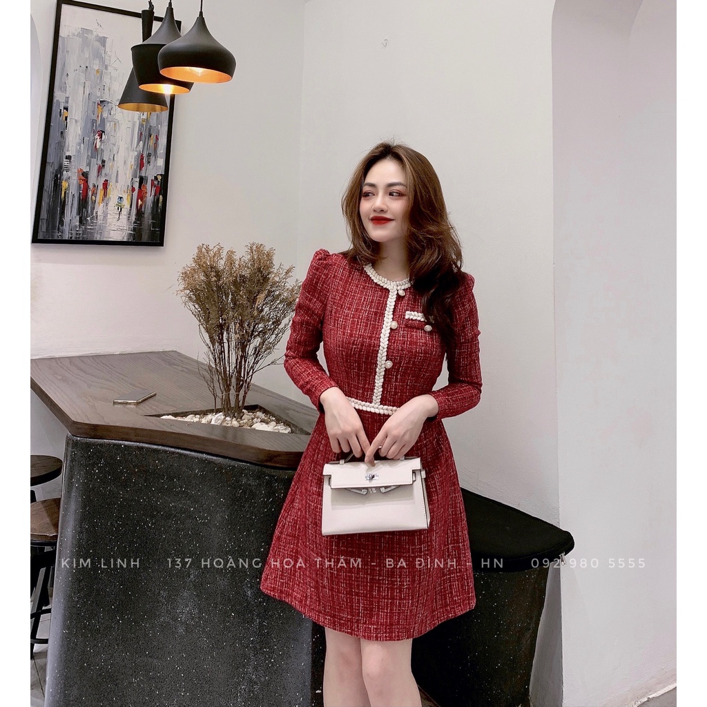 Váy Đỏ Dạ Viền Tết Khuy Ngọc - Kim Linh Shop | BigBuy360 - bigbuy360.vn