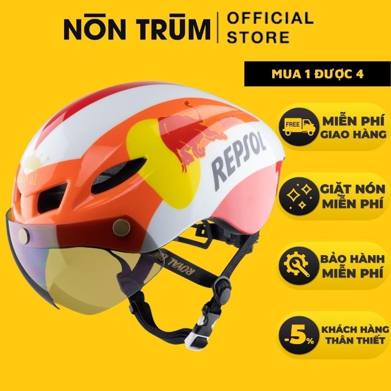 [Nón Trùm] Nón bảo hiểm thể thao xe đạp Royal MD16 có kính đuôi nhọn, nhẹ thoáng khí