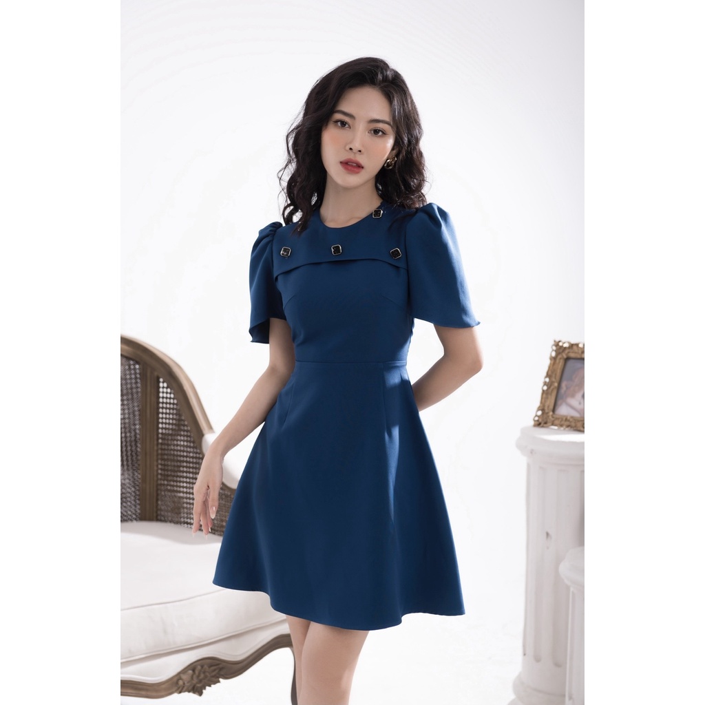 Váy công sở nữ ALLY thiết kế trẻ trung thanh lịch đứng form xanh navy