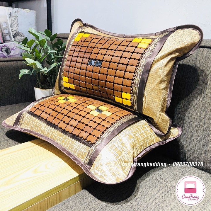 Gối Trúc Tre Hạt Tự Nhiên Cao Cấp Giảm Đau Vai Gáy, thoáng mát mùa hè - Kích Thước 30cm x 50cm
