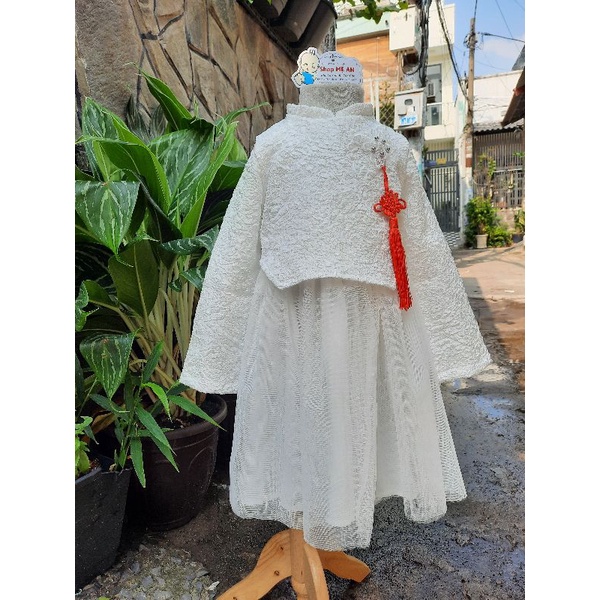 VÁY HANBOK GẤM NỔI TRẮNG CHO BÉ 1 ĐẾN 6 TUỔI