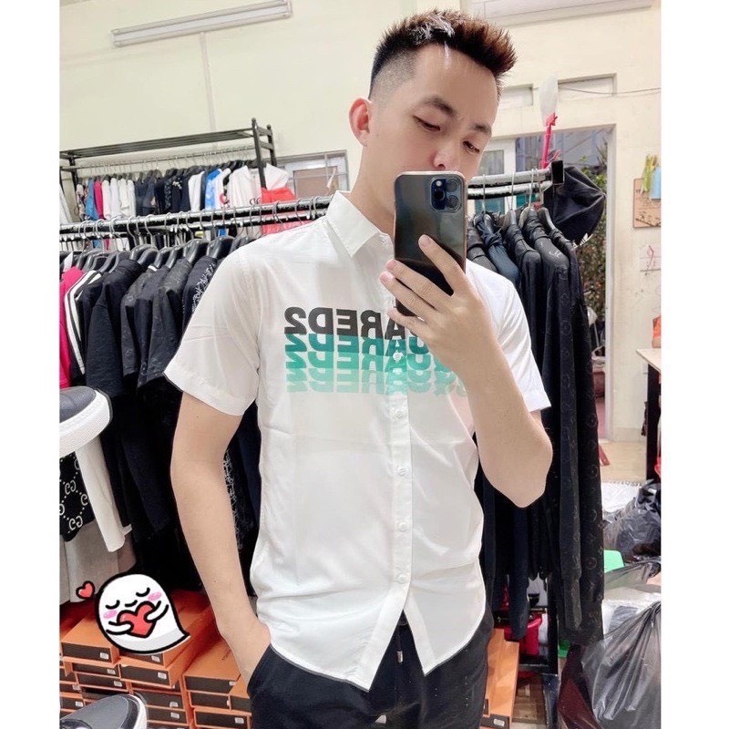 Áo sơ mi nam thời trang chuẩn hàng shop tay ngắn cực hot trend năm nay mẫu bán chạy phối chữ có màu cực đẹp