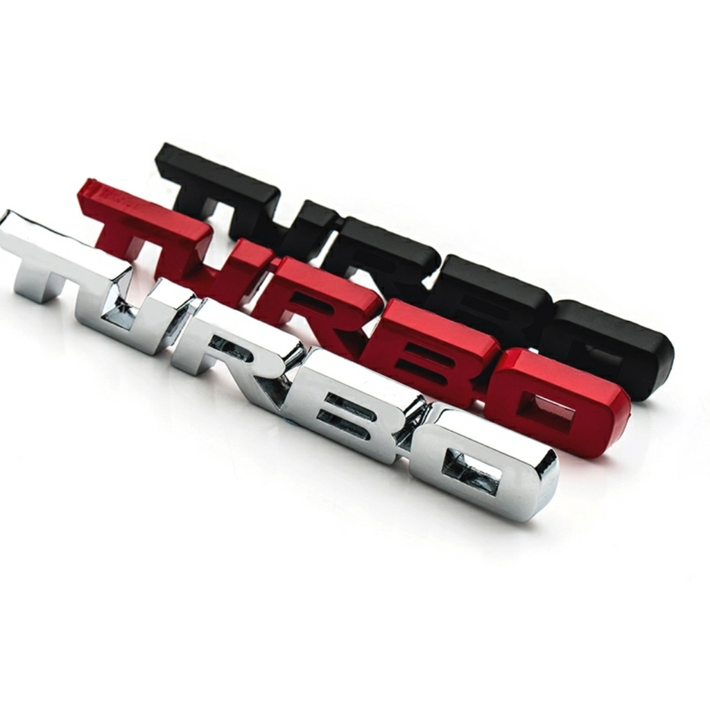 Logo &quot; turbo &quot; bằng kim loại dán trang trí xe hơi