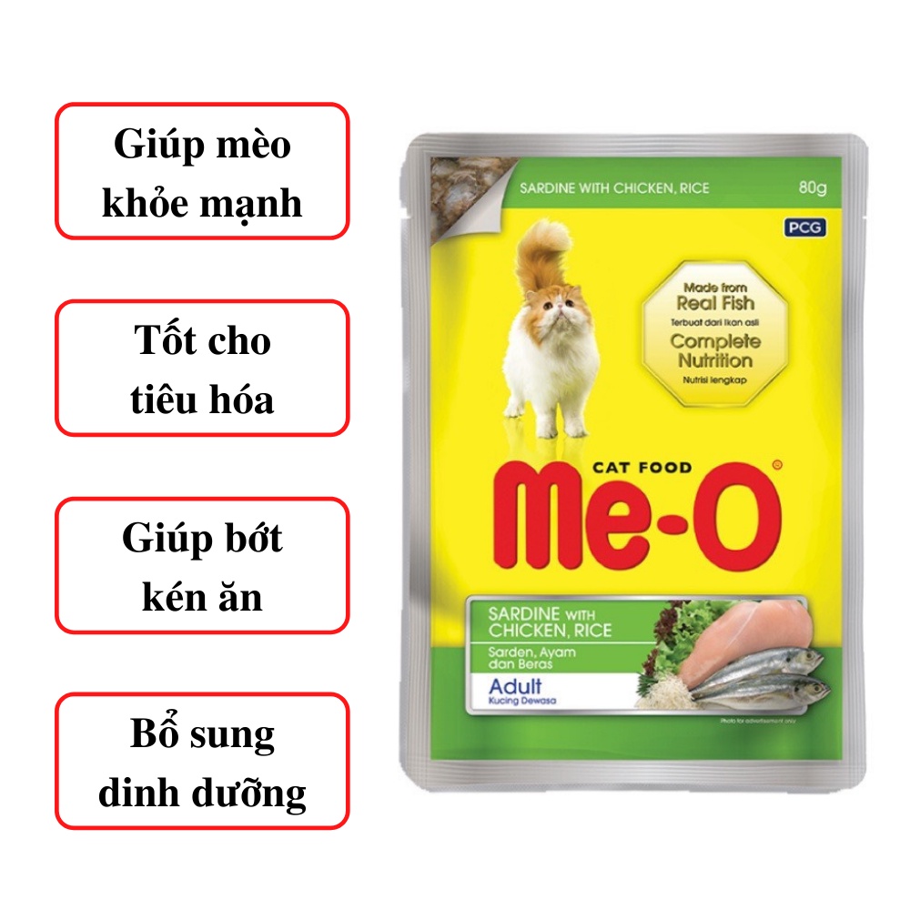 Pate cho mèo ME-O 80g nhiều vị phong phú bổ dưỡng kích thích vị giác cho mèo lớn mèo con