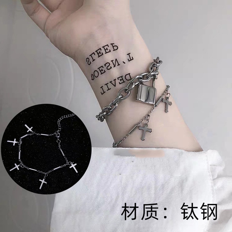 Vòng Đeo Tay Hai Lớp Bằng Thép Titan Phong Cách Nhật Hàn Dành Cho Nam Và Nữ