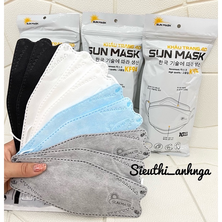 Khẩu Trang KF94 Sun Mask/Mai Anh 4 Lớp 4D Kháng Khuẩn Túi 10 Chiếc