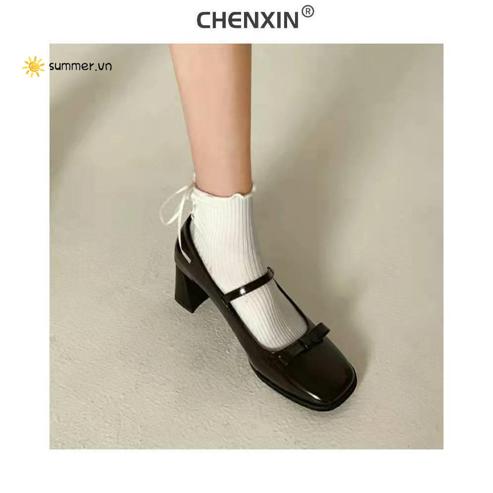 Giày Da Gót Cao Dày Chống Trượt Phong Cách Mary Jane Cổ Điển Thời Trang Mùa Xuân Dành Cho Nữ 2022