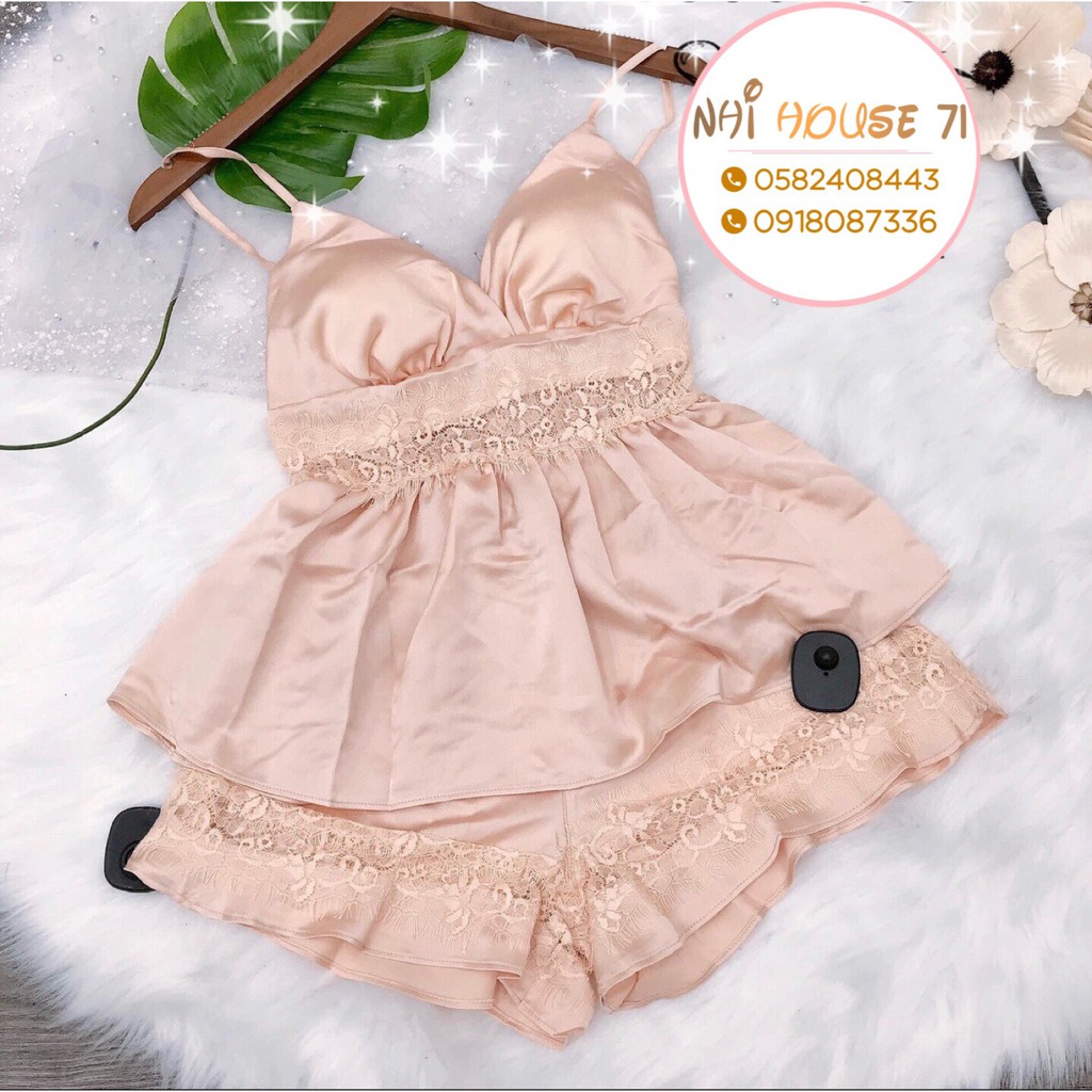[FREESHIP 50K] Bộ Ngủ Ren NHIHOUSE71 Quần Đùi Bèo Áo Cúp Ngực Sexy Freesize Dưới 55kg | BigBuy360 - bigbuy360.vn
