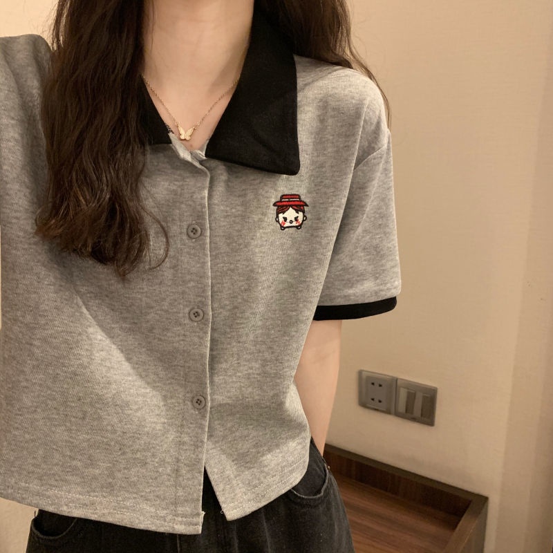 Áo thun Polo tay ngắn phong cách Hàn Quốc thời trang hè cho nữ