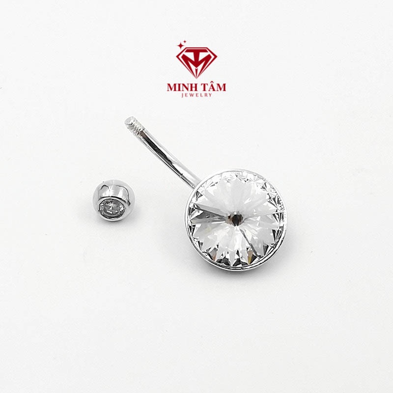 Khuyên đeo rốn bạc 925 hình tròn bạc thật-Minh Tâm Jewelry