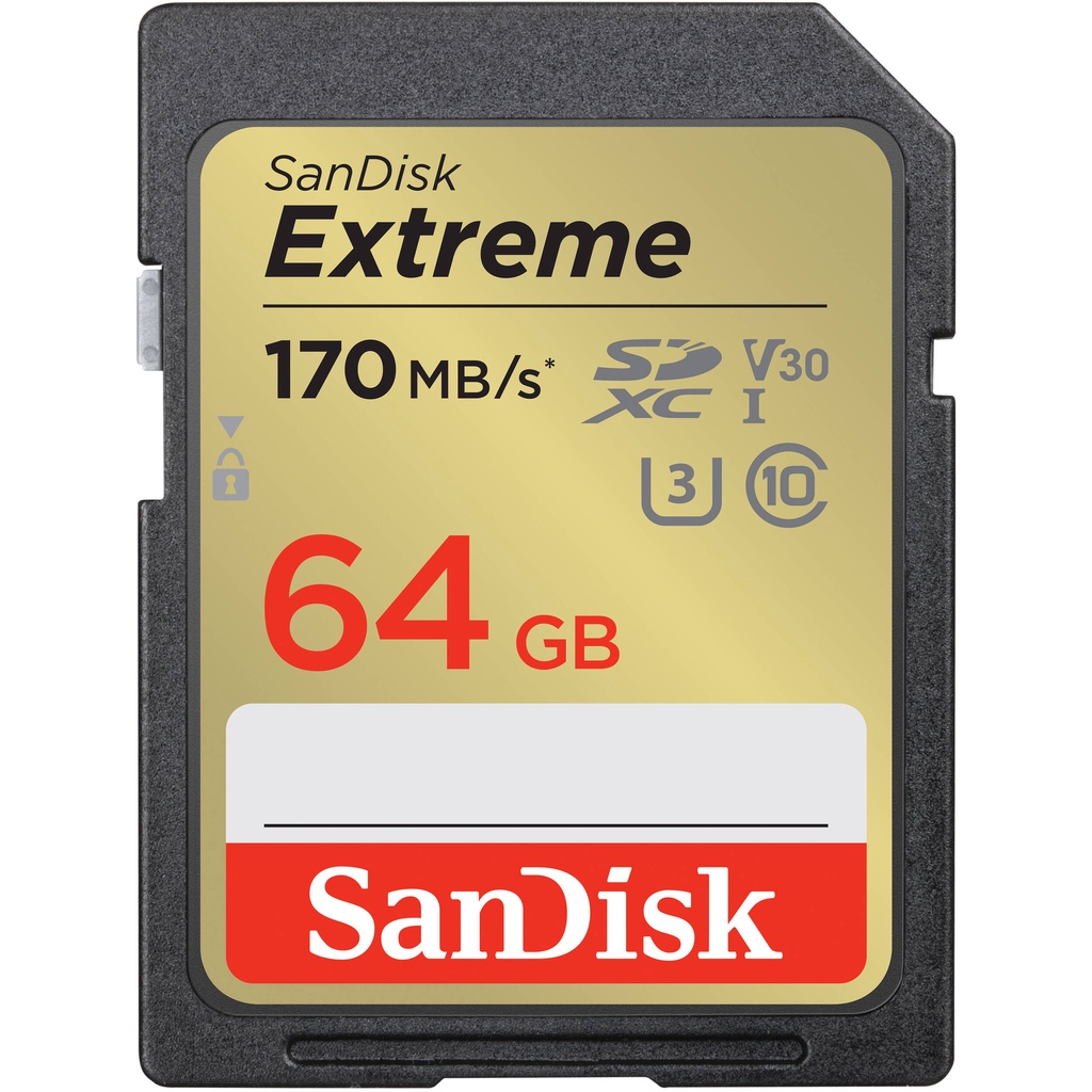 Thẻ nhớ SDXC SanDisk Extreme 64GB V30 UHS-I U3 4K 170MB/s - Bảo hành 5 năm