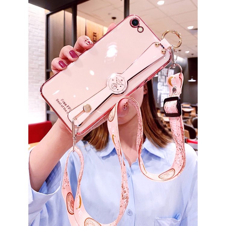 Ốp Điện Thoại Dẻo Đính Đá Sang Trọng Kèm Dây Đeo Cổ Cho iPhone 11 12 13 Pro Max case 7 Plus 6 Plus 7 8 6S Plus X XS XR Max