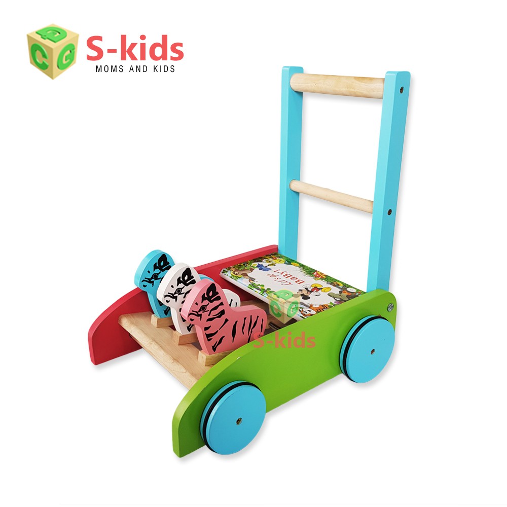 Đồ Chơi Trẻ Em S-Kids, Xe Tập Đi Gỗ Cho Bé Có Vòng Cao Su Chống Trượt