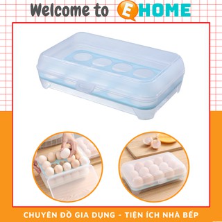 Khay đựng trứng trong suốt 15 ngăn - hộp nhựa đựng trứng để tủ lạnh tiện dụng ehome eh-121