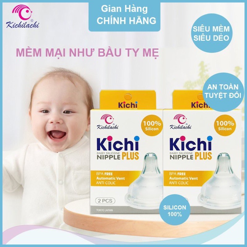 Núm vú cổ rộng Pluss Kichi (VĨ 2C) Silicone mềm Size S M L Y