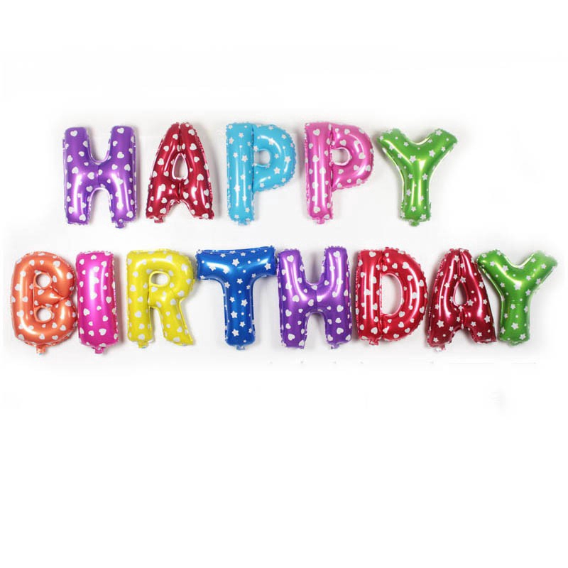 Bong bóng nhôm chữ Happy Birthday cỡ 40.64cm để trang trí tiệc sinh nhật