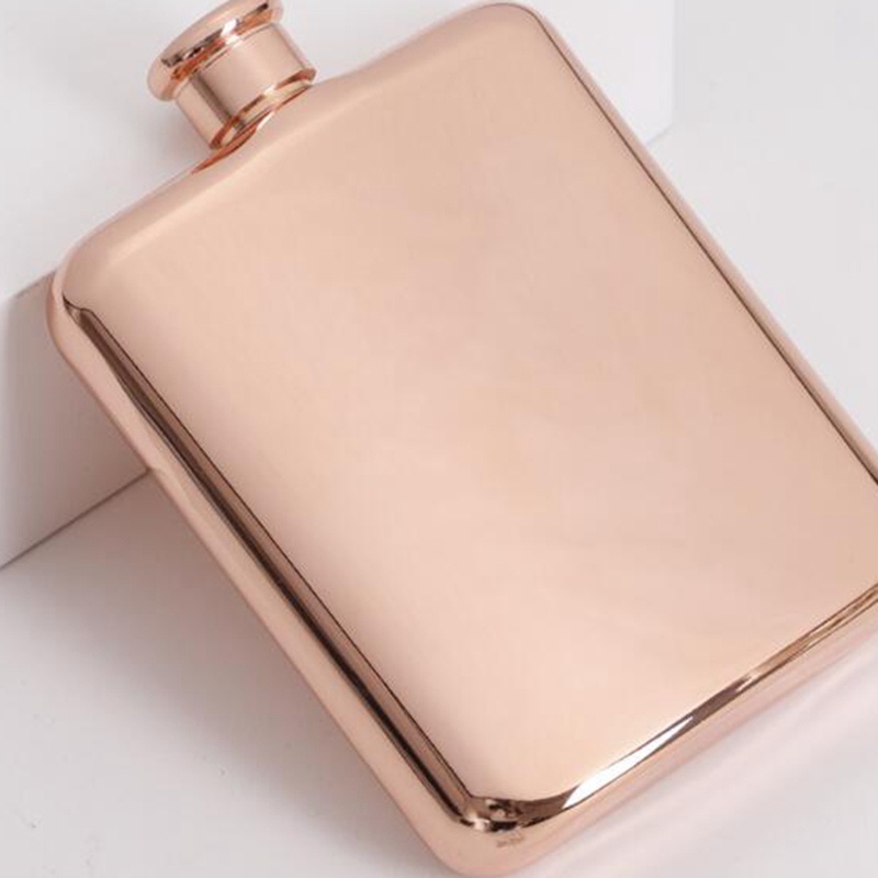 Vàng hồng 6 Oz Thép không gỉ Vodka Hip Flask Bình đựng rượu Chai rượu Whisky Quà tặng phù rể có phễu
