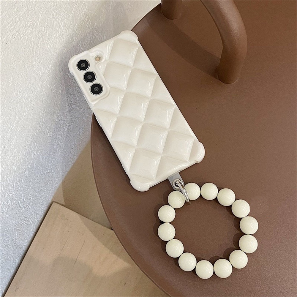 Ốp Điện Thoại Dẻo Họa Tiết Kẻ Ô / Hình Thoi Kèm Vòng Đeo Tay Sang Trọng Cho Samsung Galaxy S21 S22 PLUS S21 S22 Ultra