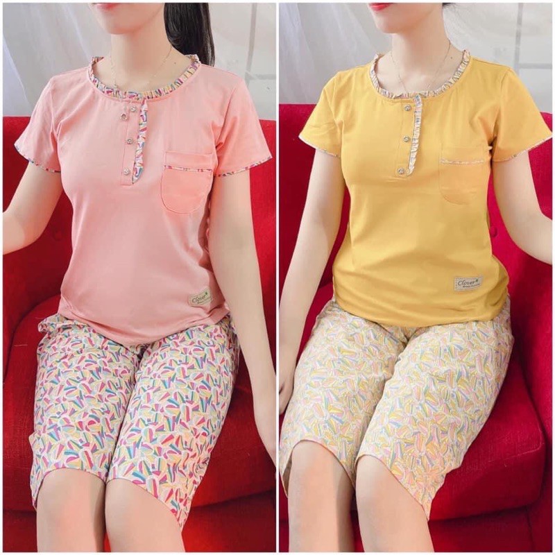 Đồ Bộ Mặc Nhà Lửng Thun Phối Kate - Đồ Ngủ