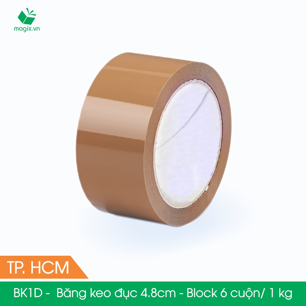 BK1D -  Băng Keo Đục - 4.8cm - Block 6 cuộn/kg - Bộ 6 cuộn băng dính đục đóng thùng hộp carton