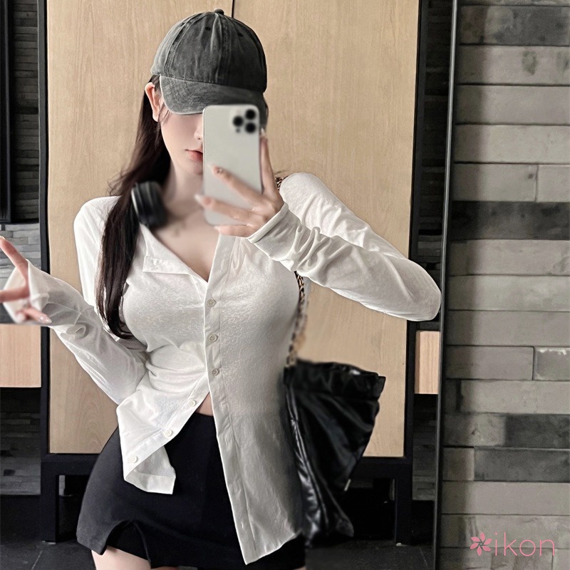 Áo Cardigan Tay Dài Dáng Ôm Cài Khuy Kiểu Hàn Quốc Thời Trang Cho Bạn Gái