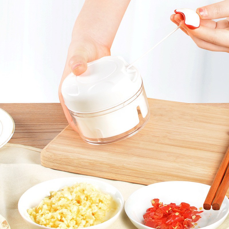 Máy xay tỏi ớt cầm tay mini - Dụng cụ xay tỏi, ớt dây rút tiện lợi 123
